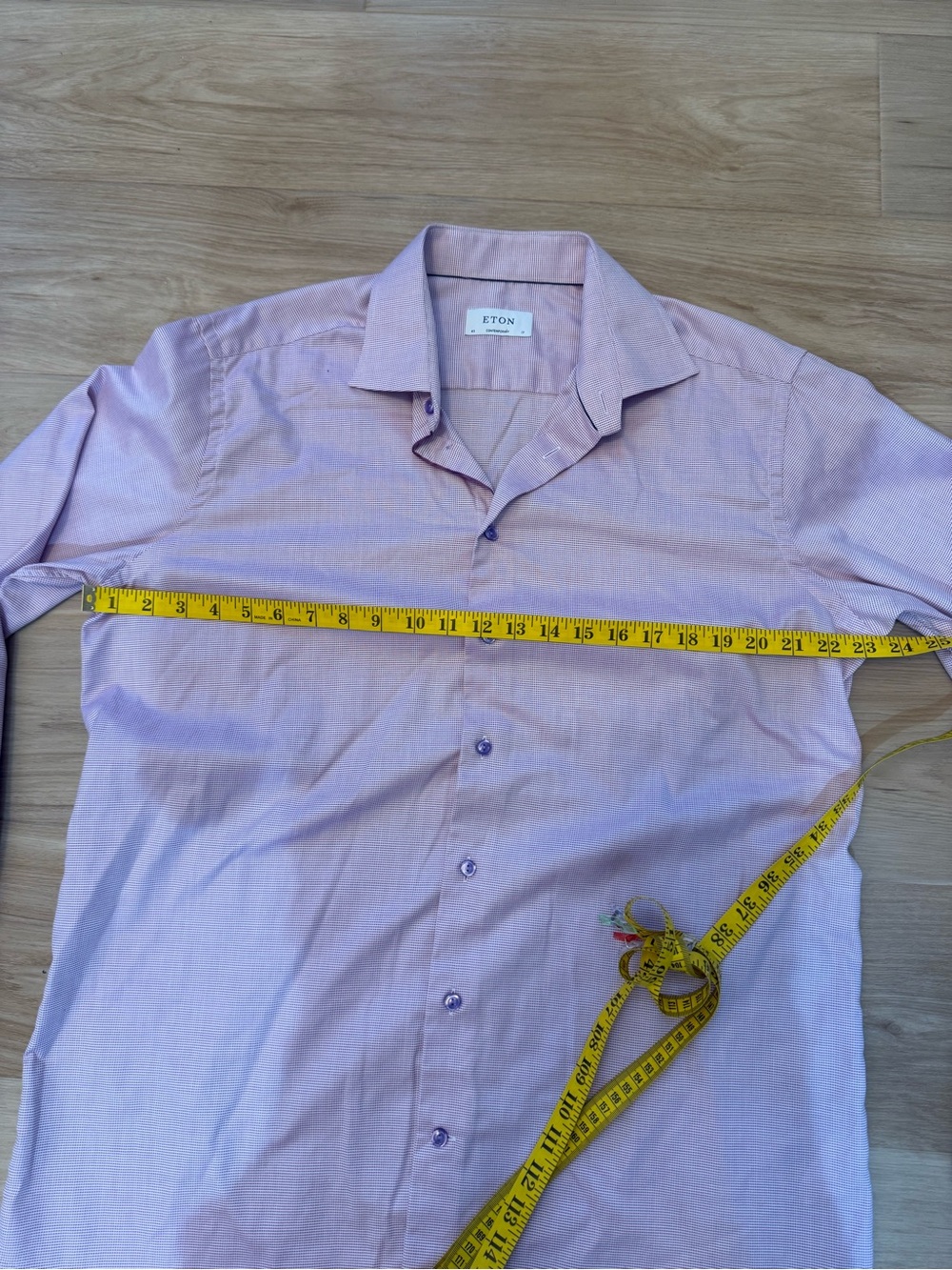Eton Contemporary Men's 17/43 XL Purple Micro Checker Shirt Button Down Cotton - Picture 7 of 8